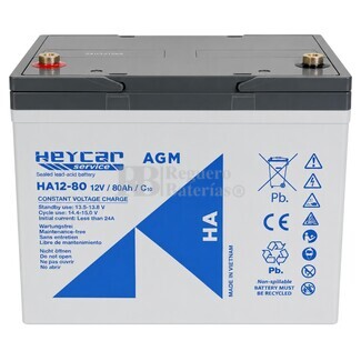 Bater�a Heycar HA12-80 | 12 Voltios 80 Amperios AGM